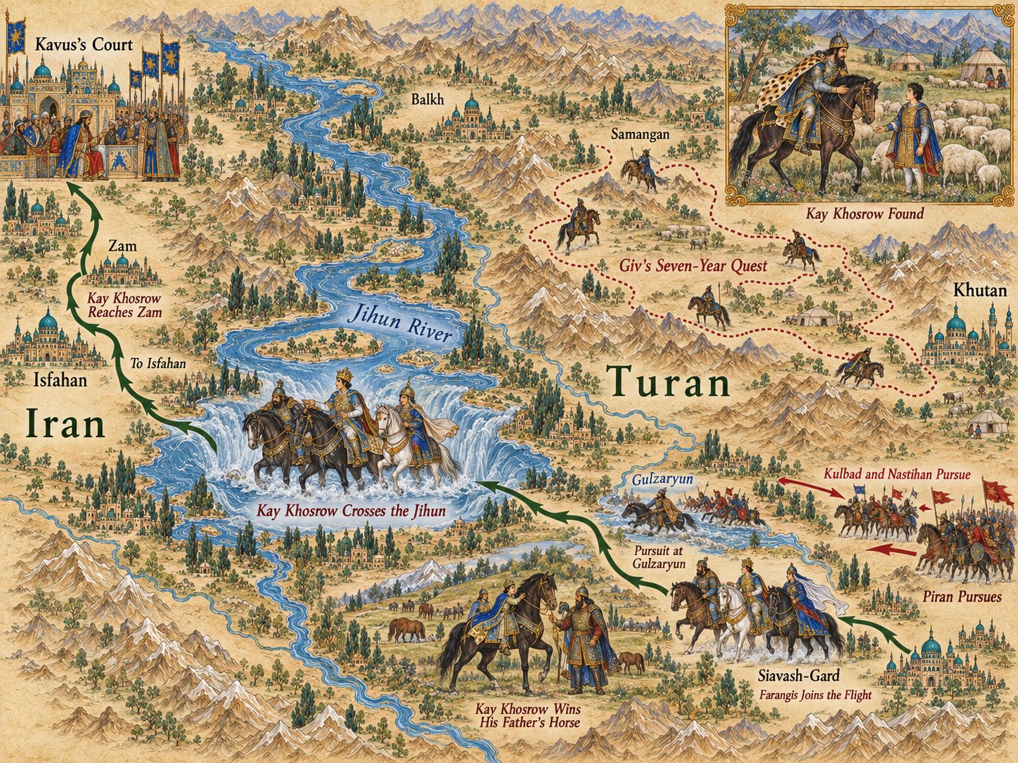 Map: Giv's Seven-Year Quest and the Flight Home across the Jihun