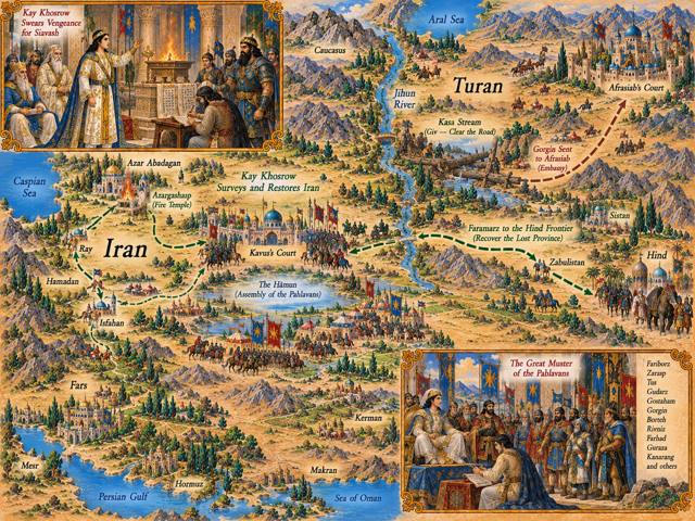 Map: The Realm Restored: Kay Khosrow’s Fronts and the Division of Commands