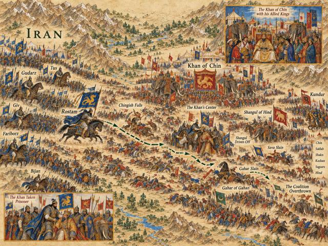 Map: The Grand Coalition: The Great Battle with the Khan of Chin