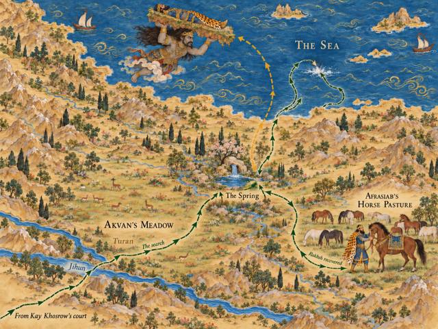 Map: Rostam and the Div Akvan