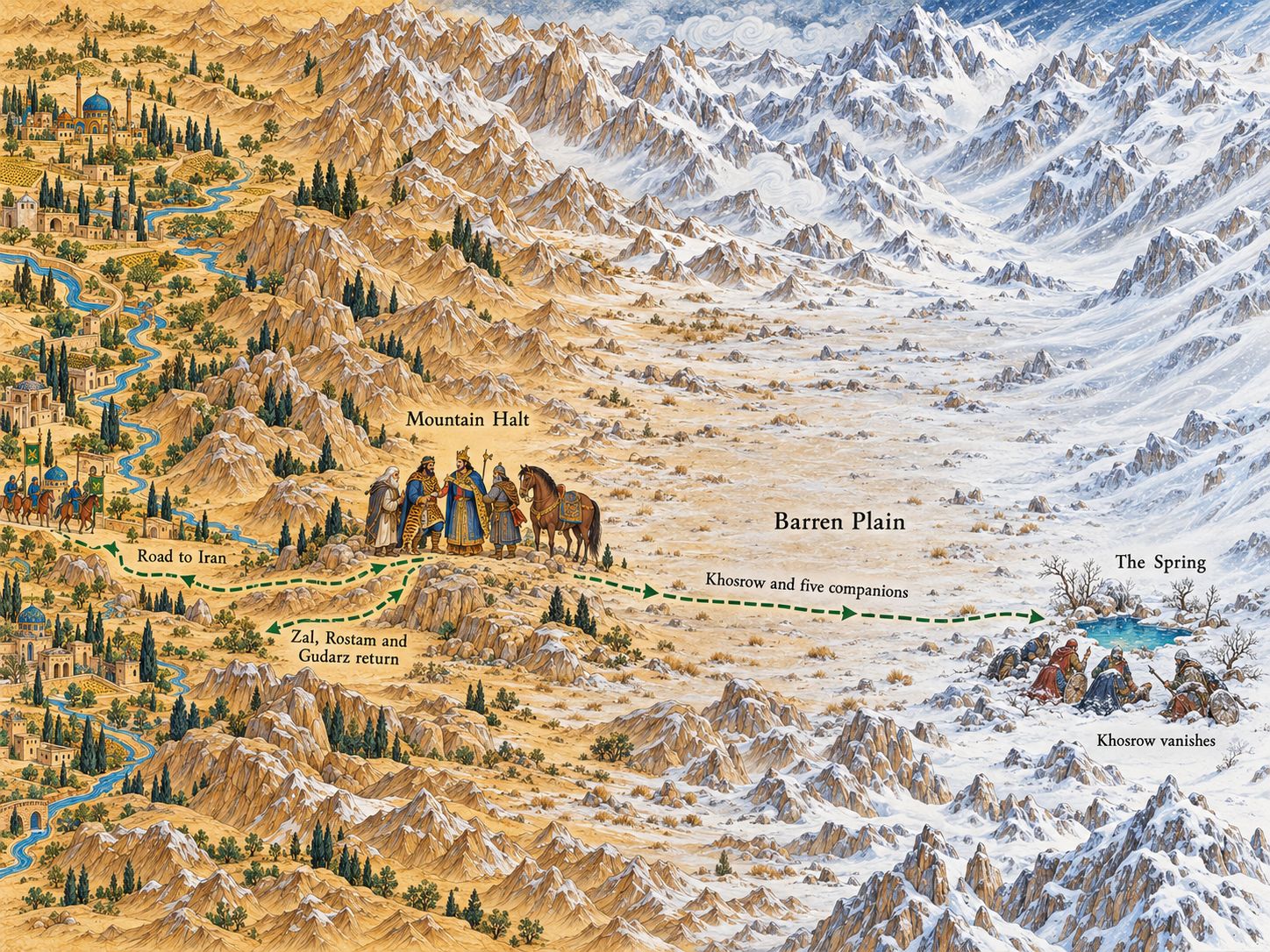 Map: The Vanishing of Kay Khosrow in the Snow