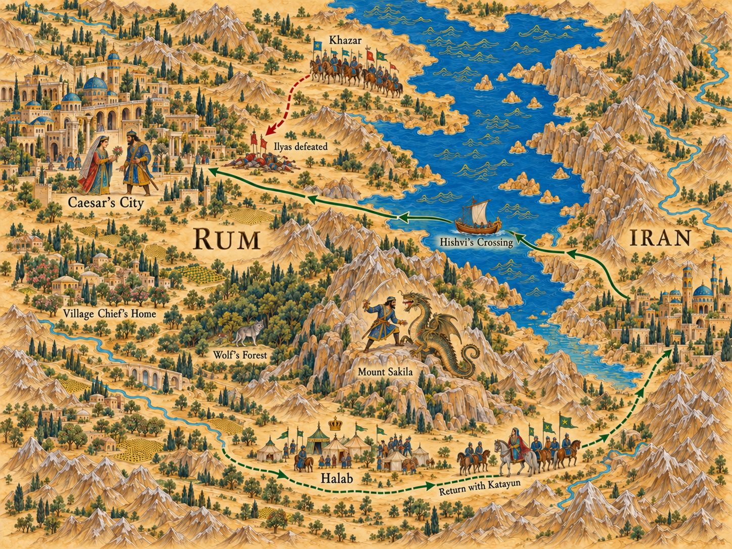 Map: Goshtasb's Exile in Rum