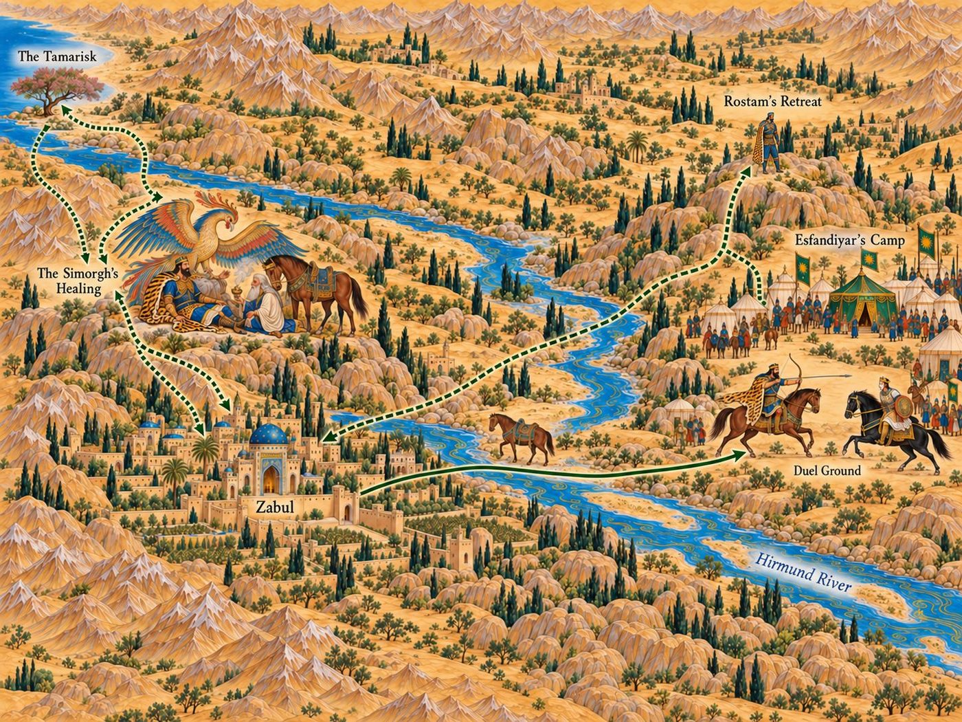Map: The battle on the Hirmand, the Simorgh and the tamarisk