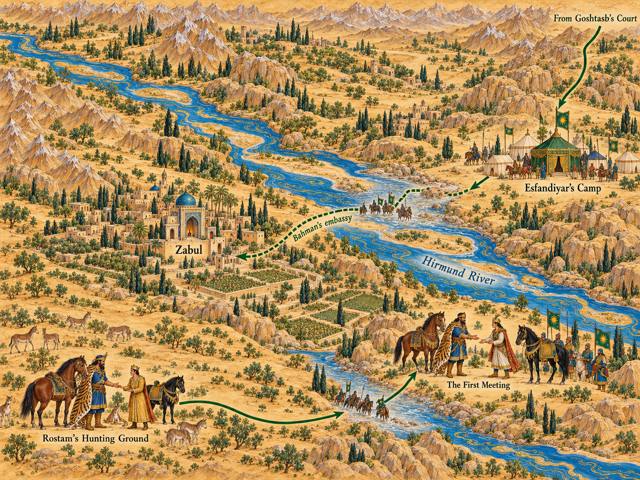 Map: Esfandiyar's March to Zabul