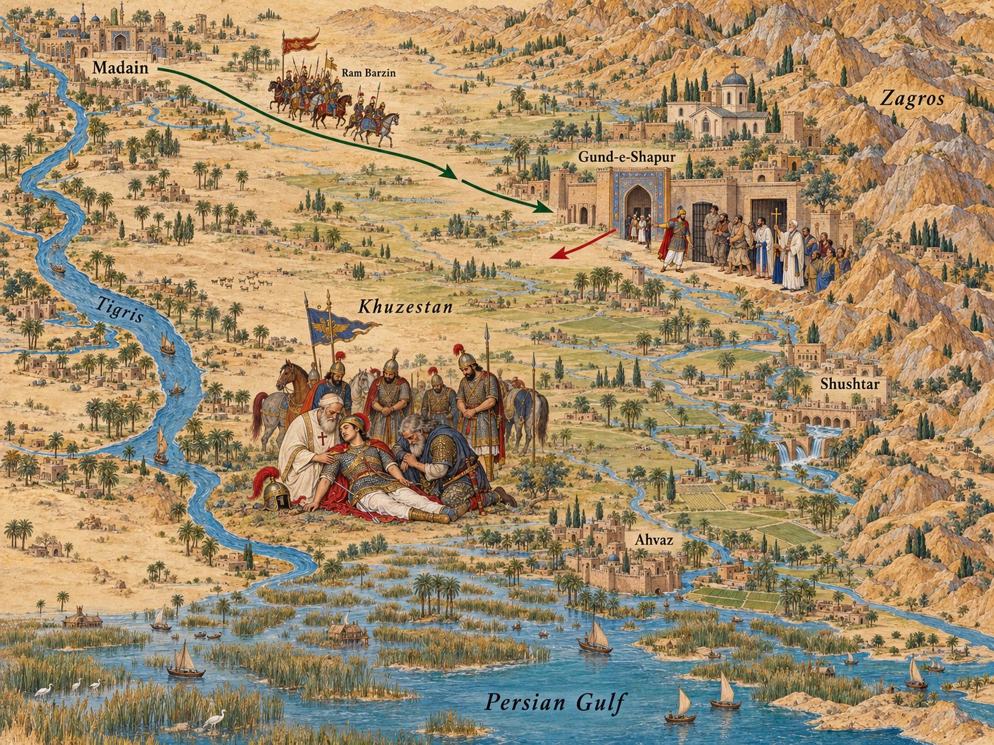 Map: The Revolt of Nushzad at Jundishapur
