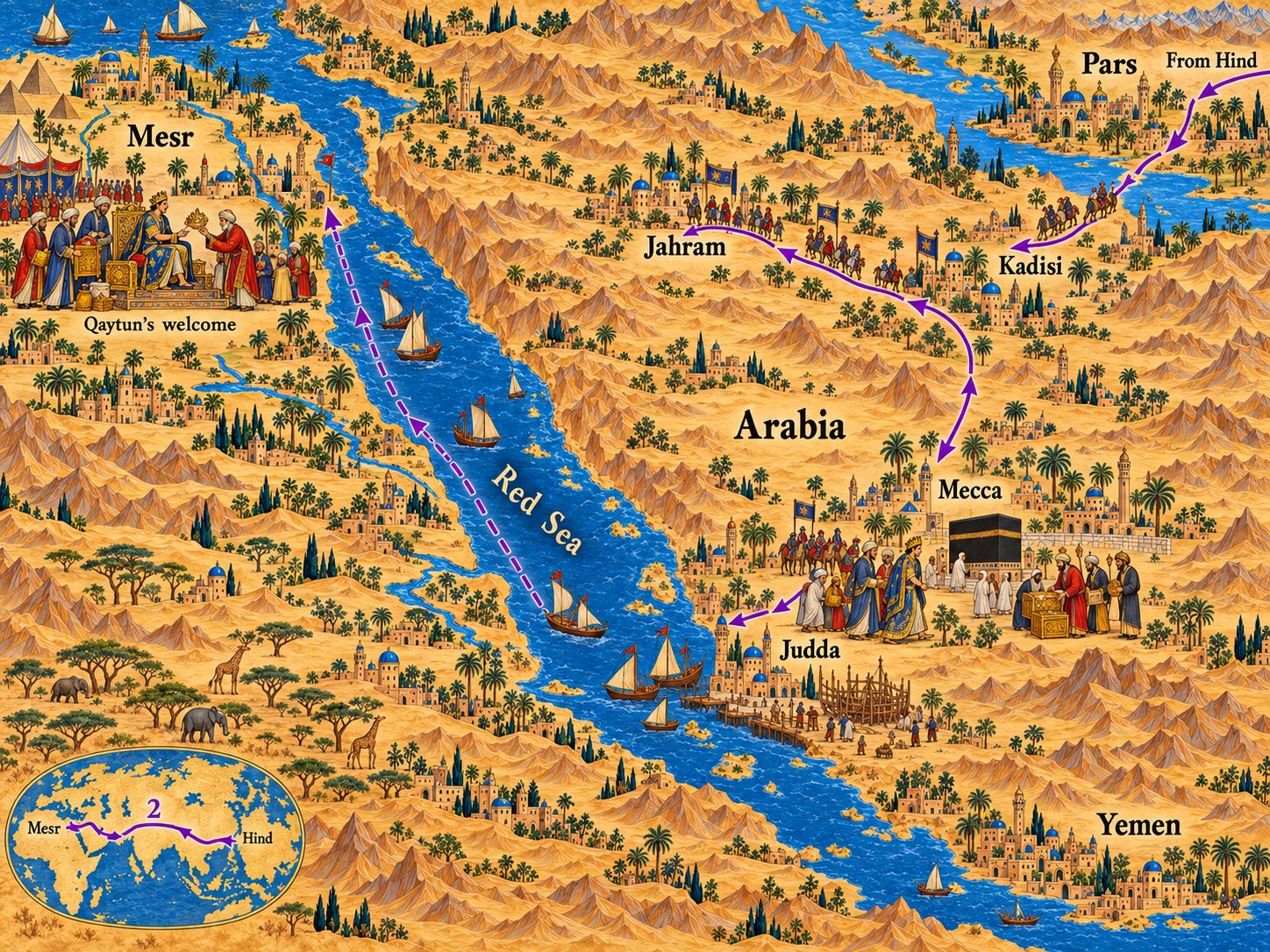 Map: The Pilgrimage West: Mecca, Judda, and Mesr