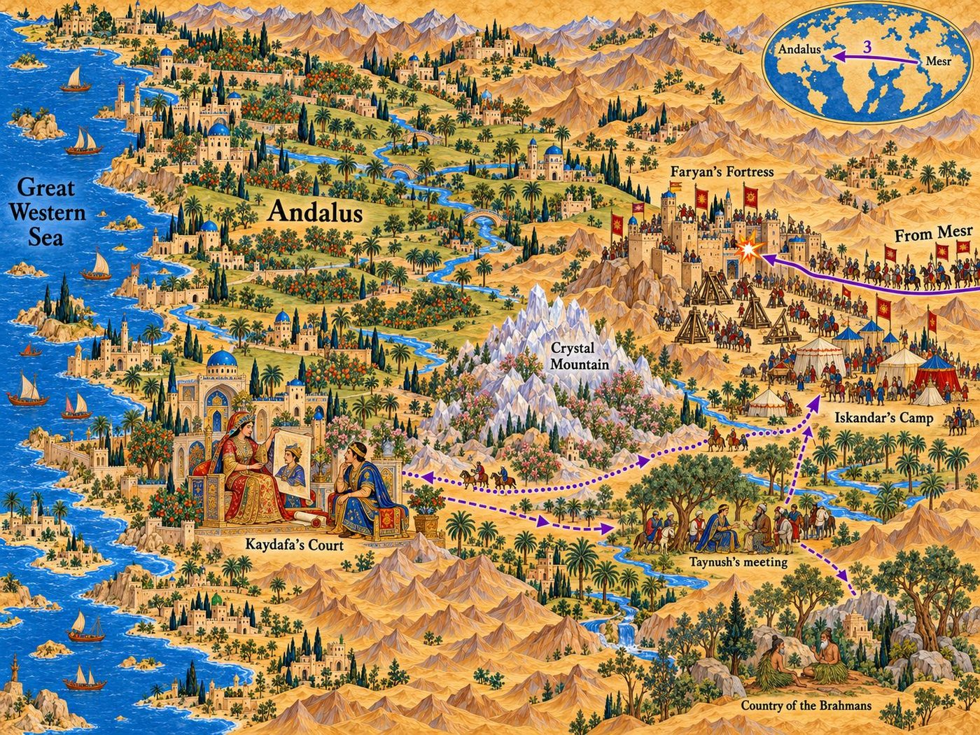 Map: Andalus and Queen Kaydafa