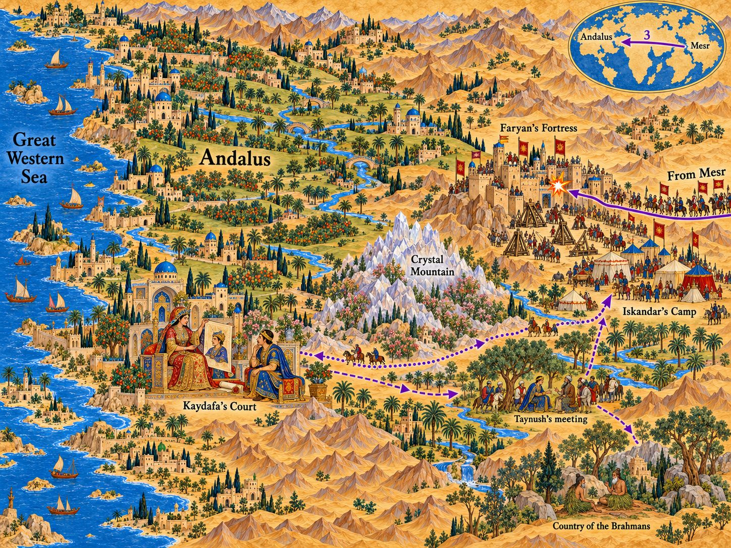 Map: Andalus and Queen Kaydafa
