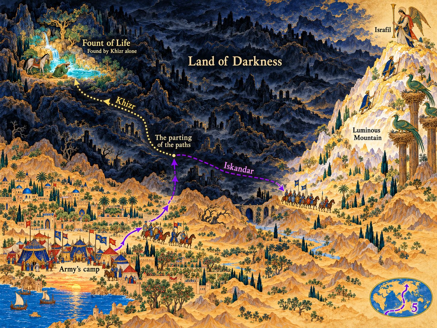 Map: The Land of Darkness and the Fount of Life