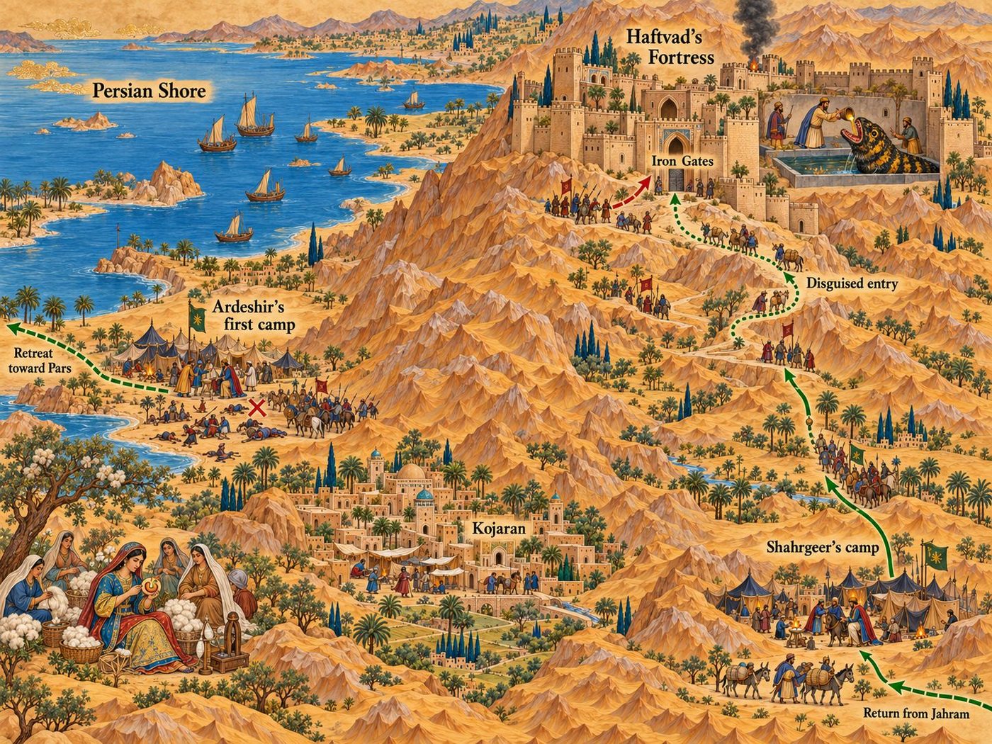 Map: Haftvad, Kojaran and the Worm in its mountain fortress