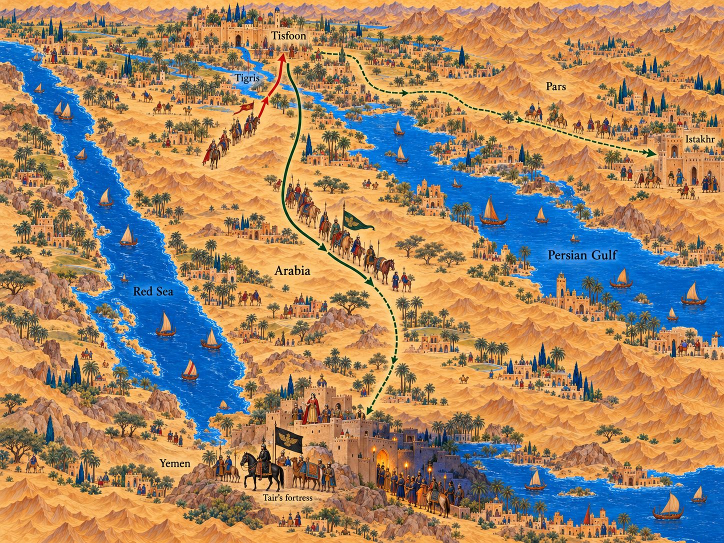 Map: Shapur “Pierce-Shoulder” and the Arabian Campaign