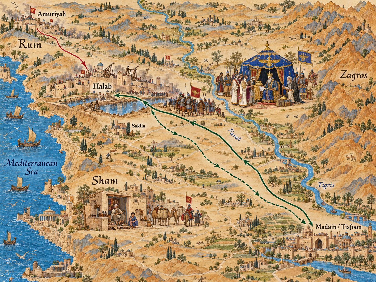Map: Anooshirvan's Last March on Rum