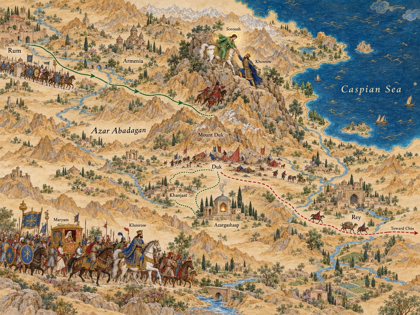 Map: Khosrow’s return with Roman aid and the fall of Bahram Chubin