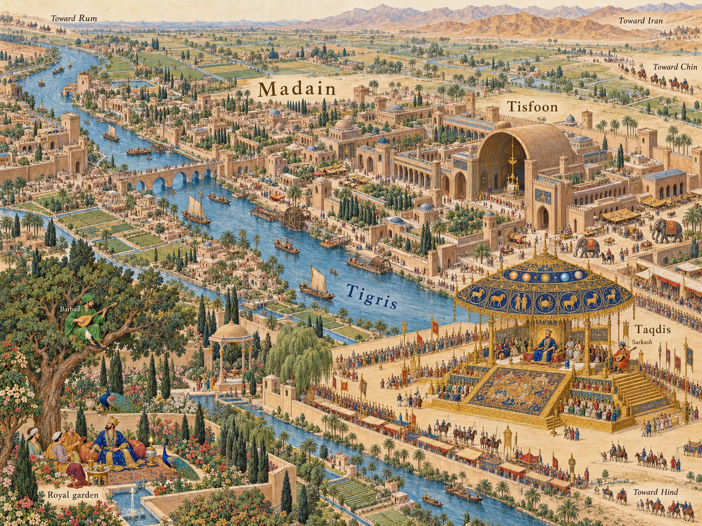Map: The Zenith of Khosrow Parviz: Madain and the Throne of Taqdis