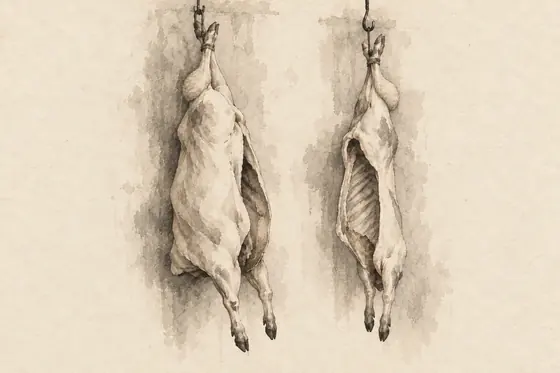 The butcher's sheep, from The Blind Owl: ink-and-wash drawing