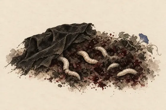 The grave worms, from The Blind Owl: ink-and-wash drawing