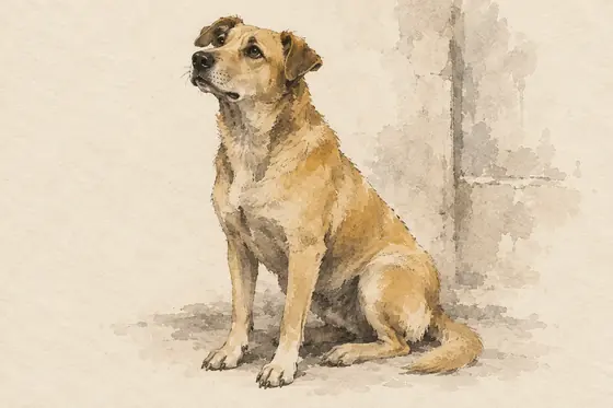 The yellow dog, from The Blind Owl: ink-and-wash drawing