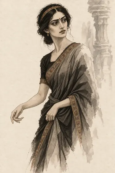 Bugam-Dasi, from The Blind Owl: ink-and-wash drawing