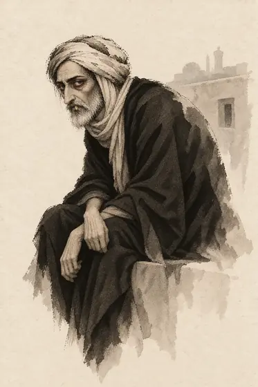 The father-in-law, from The Blind Owl: ink-and-wash drawing