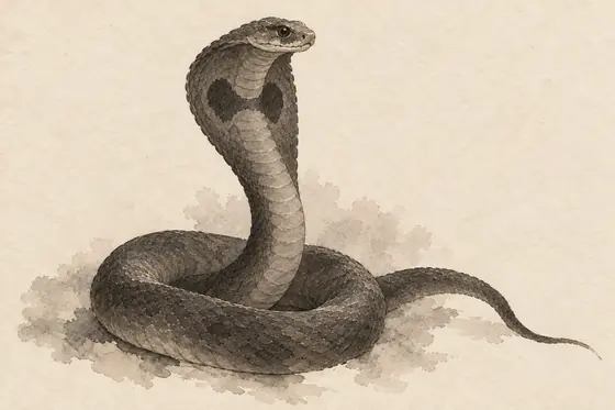 The cobra (naga), from The Blind Owl: ink-and-wash drawing