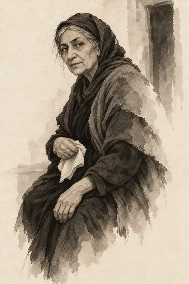 Naneh-Joon, from The Blind Owl: ink-and-wash drawing