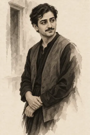 The nurse's son, from The Blind Owl: ink-and-wash drawing