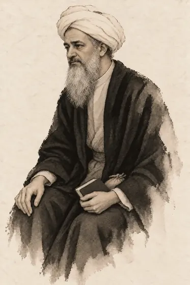The physician, from The Blind Owl: ink-and-wash drawing