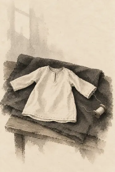 The wife's child, from The Blind Owl: ink-and-wash drawing
