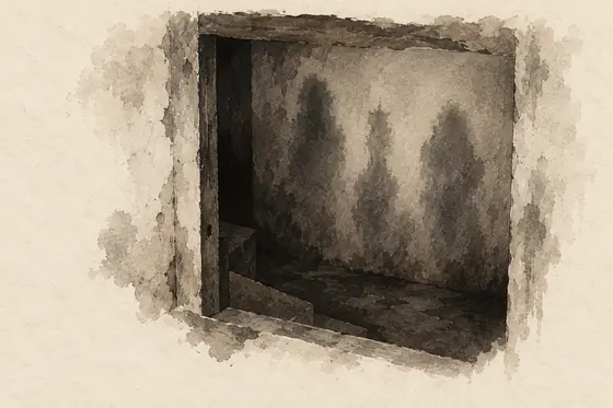 The supernatural ones (jinn), from The Blind Owl: ink-and-wash drawing