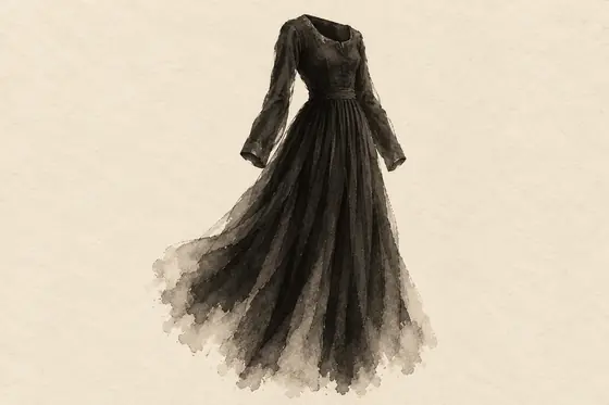 The girl's black dress, from The Blind Owl: ink-and-wash drawing