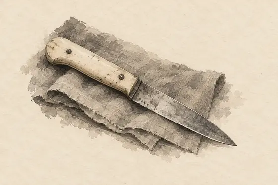 The bone-handled knife, from The Blind Owl: ink-and-wash drawing