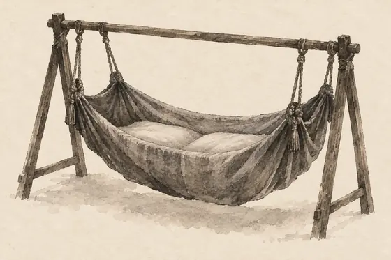 The double cradle, from The Blind Owl: ink-and-wash drawing