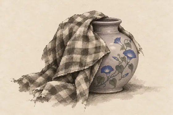 The junk dealer's glazed jar, from The Blind Owl: ink-and-wash drawing