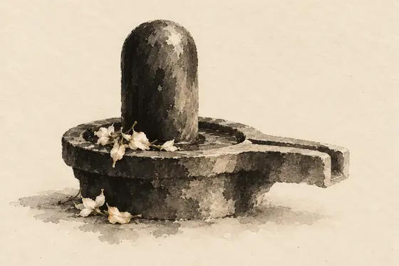 The Lingam idol / religion, from The Blind Owl: ink-and-wash drawing