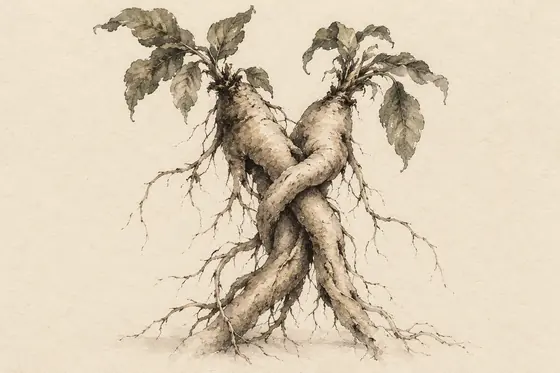 The mandrake, from The Blind Owl: ink-and-wash drawing