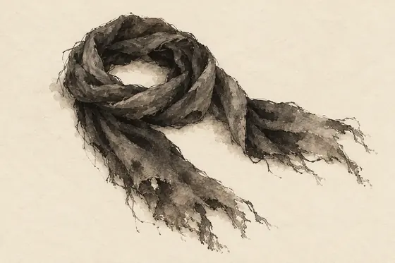 The neck-scarf, from The Blind Owl: ink-and-wash drawing