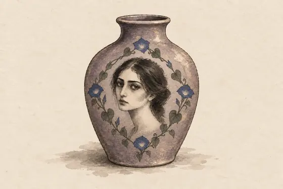 The Ragha jar, from The Blind Owl: ink-and-wash drawing