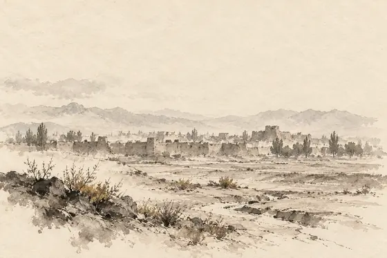 Balkh, from The Blind Owl: ink-and-wash drawing