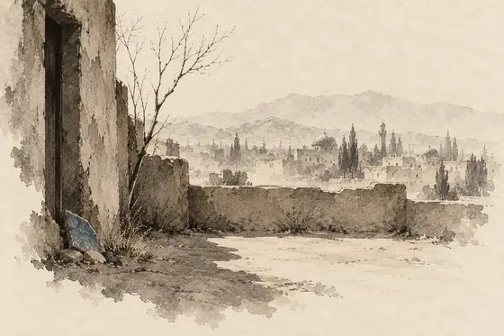 Nishapur, from The Blind Owl: ink-and-wash drawing