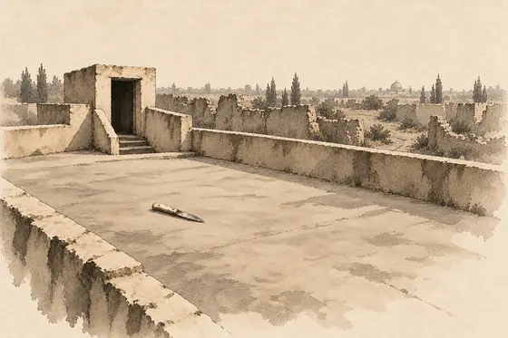 The roof, from The Blind Owl: ink-and-wash drawing